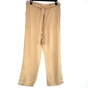 14th & Union Pants Womens Medium Beige Belted‎ High Waist Casual Career Office